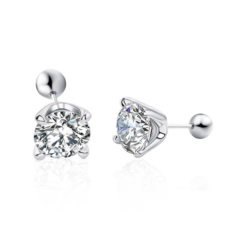 Divine 0.5 Carat Round Shape Four Prong Moissanite Solitaire Stud Earrings