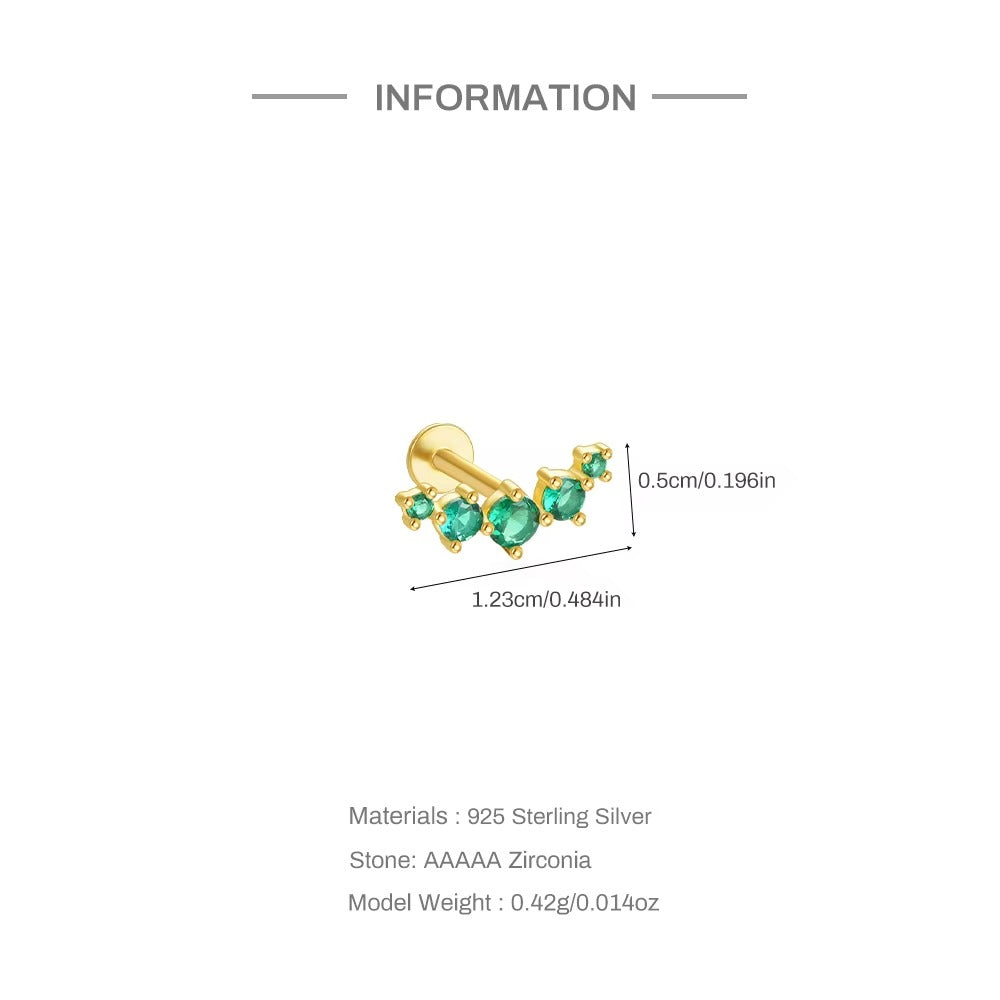 Bernar Green Emerald Green Flatback Stud- Single Earring