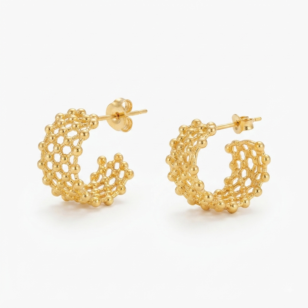 Abreya Mesh Hoop Earrings | Waterproof 18k Gold