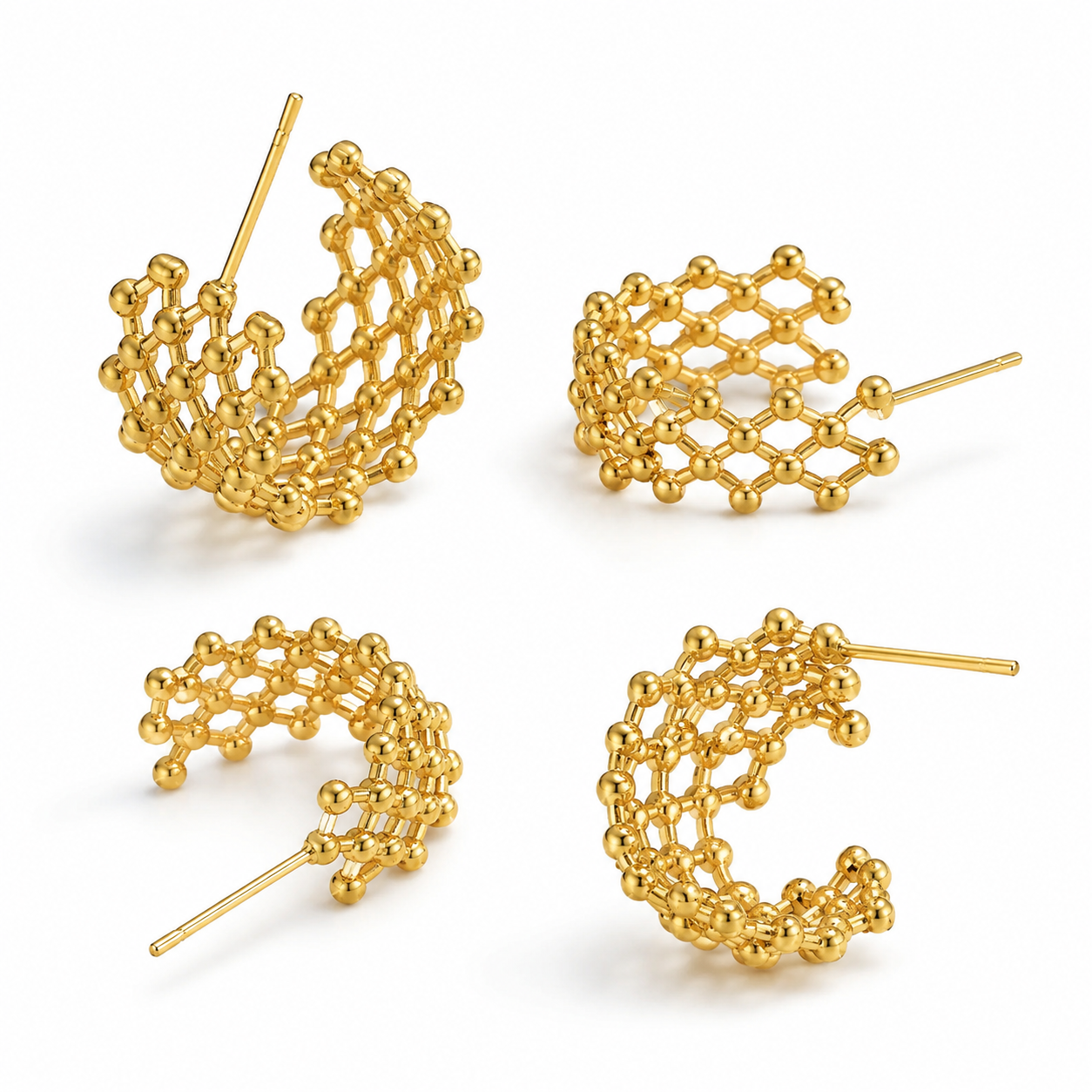 Abreya Mesh Hoop Earrings | Waterproof 18k Gold