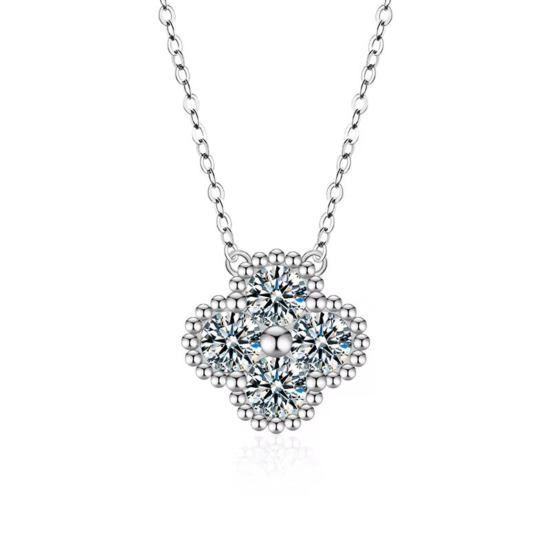 Elegance 1.2 CTW Moissanites in Clover Setting Pendant Necklace