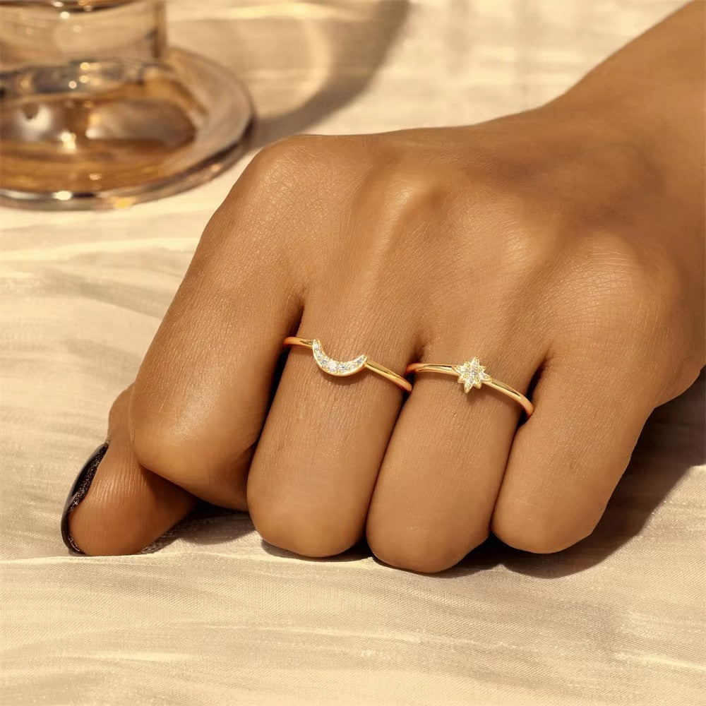 Tampa Star & Moon Size #7 Set of Two Rings