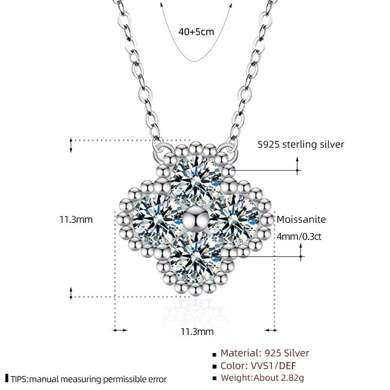 Elegance 1.2 CTW Moissanites in Clover Setting Pendant Necklace