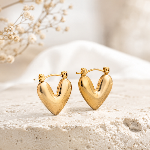 Adeline Full of Love Hoop Earrings | Waterproof 18k Gold