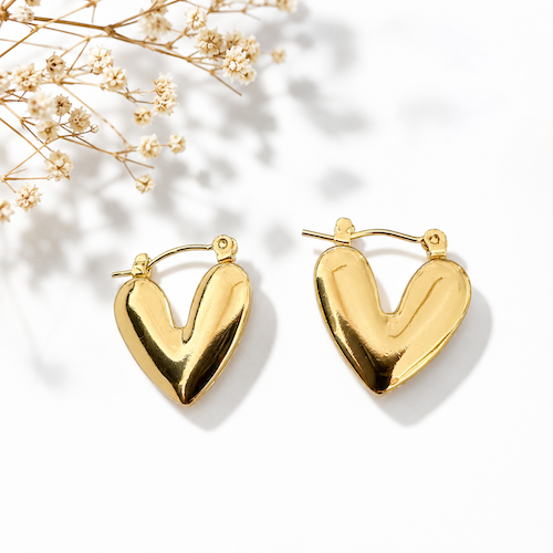 Adeline Full of Love Hoop Earrings | Waterproof 18k Gold