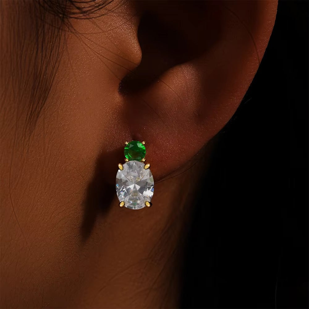 Robins Crystal & Emerald Green	Studs