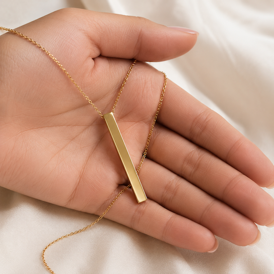 Adrian Long Vertical Bar Necklace | Waterproof 18K Gold