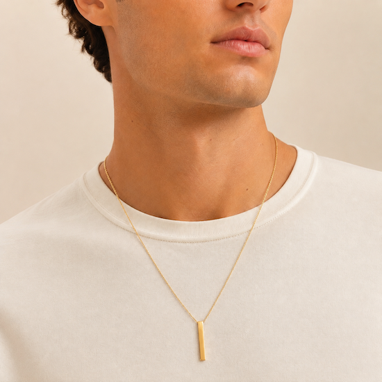 Adrian Long Vertical Bar Necklace | Waterproof 18K Gold