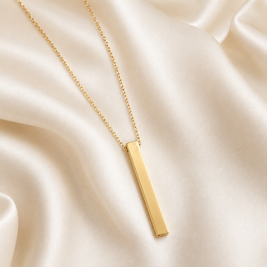 Adrian Long Vertical Bar Necklace | Waterproof 18K Gold