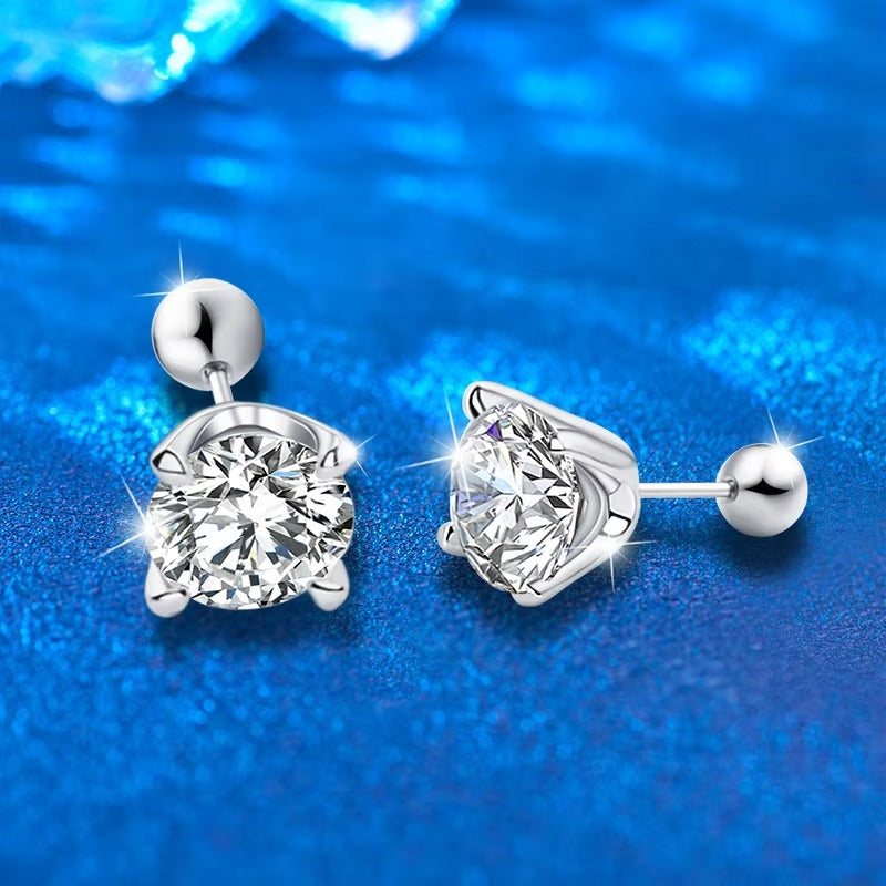 Divine 0.5 Carat Round Shape Four Prong Moissanite Solitaire Stud Earrings