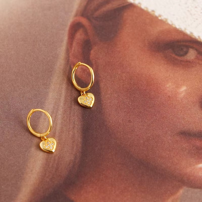 Amulet Heart Pendant Hoops