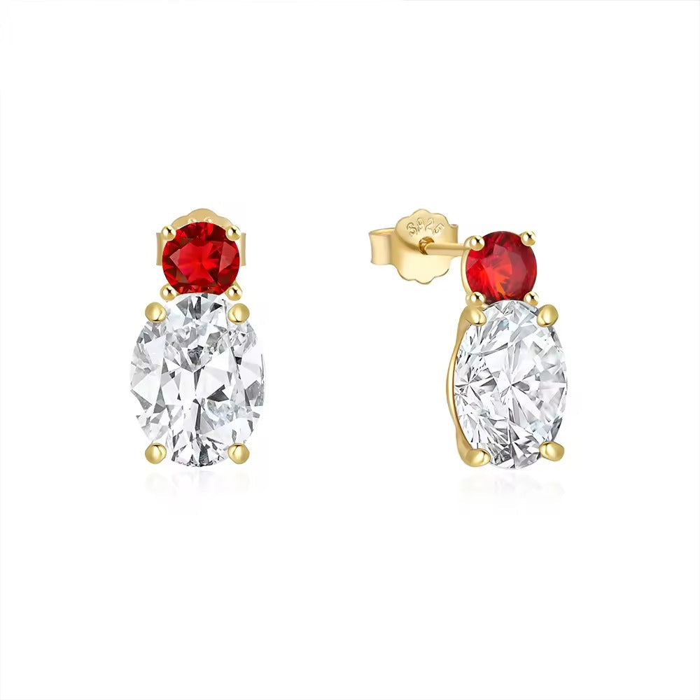 Waterbury Crystal & Red Ruby Studs
