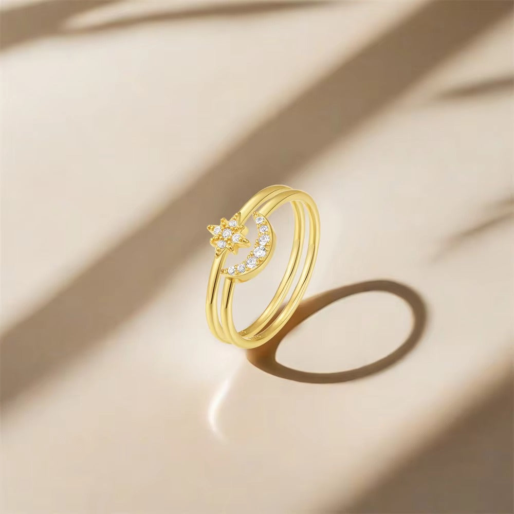 Tampa Star & Moon Size #7 Set of Two Rings