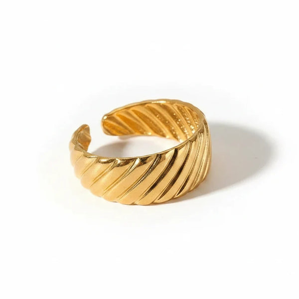 Aethel Textured Wrap Adjustable Ring | Waterproof 18k Gold & Silver
