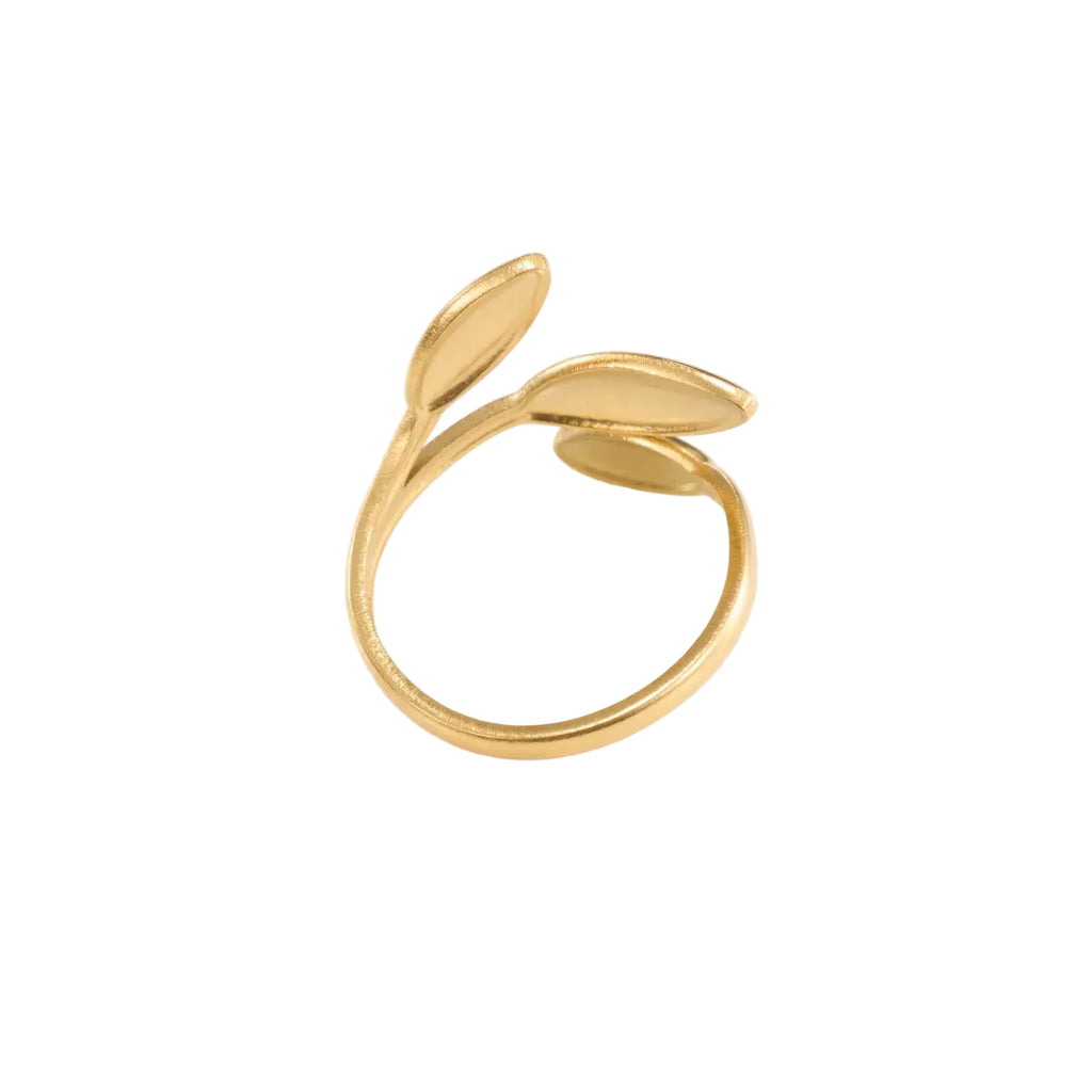 Alina 3 Leaves Open Ring | Waterproof 18k Gold