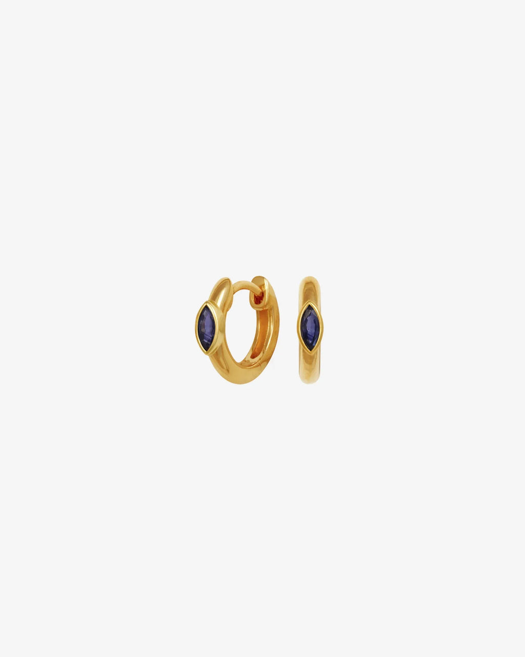 Alina Marquise Blue Sapphire Huggie Earrings | Waterproof 18k Gold