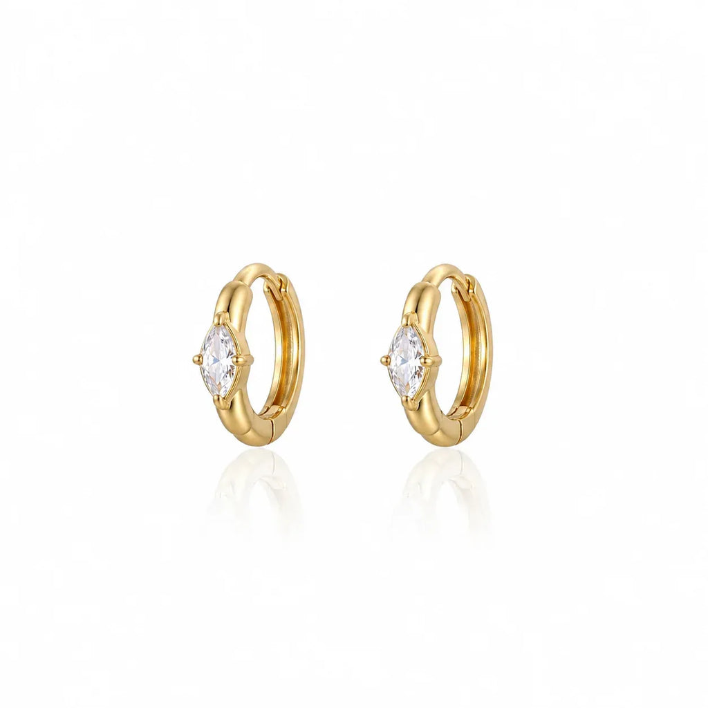 Alina Marquise CZ Huggie Earrings | Waterproof 18k Gold
