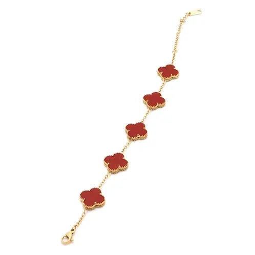 Alora Four-Leaf Red Clover Bracelet | Waterproof 18k Gold