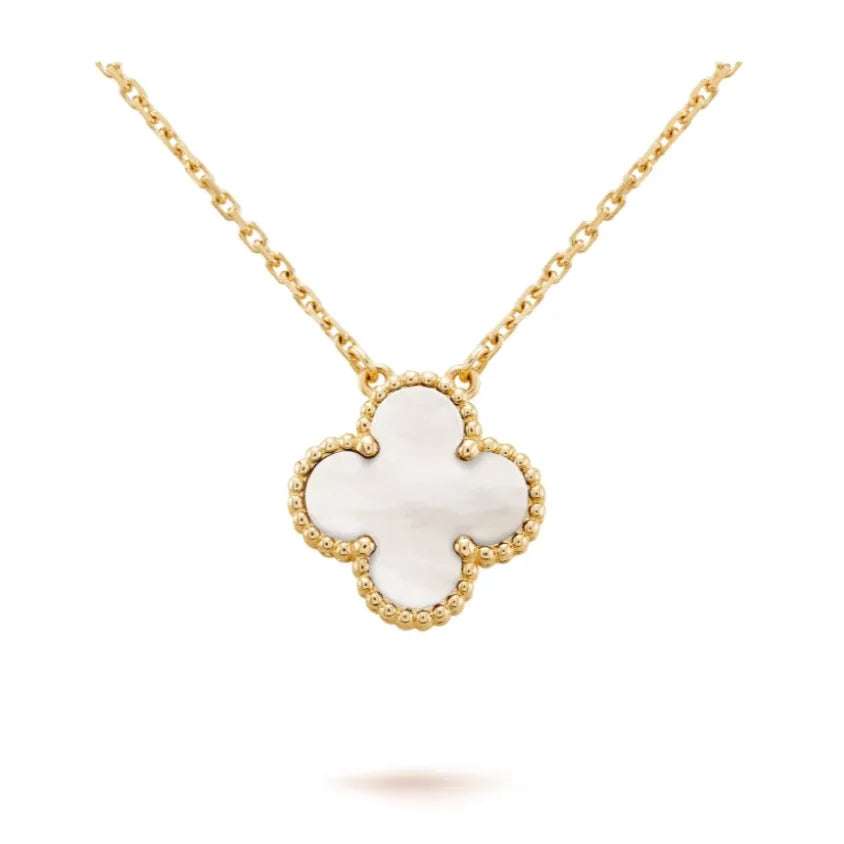 Alora Four-Leaf White Clover Necklace | Waterproof 18k Gold
