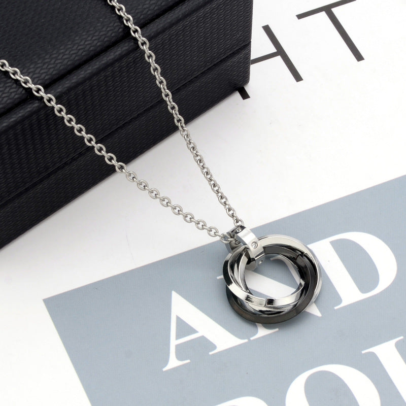 Amara Three Rings Necklace | Waterproof Silver