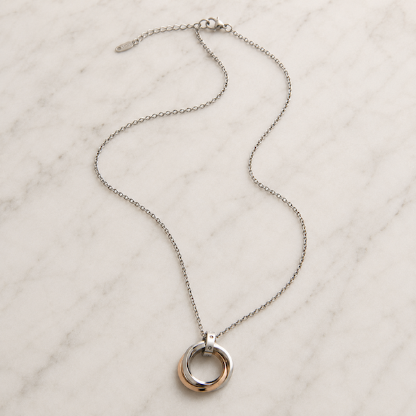 Amara Three Rings Necklace | Waterproof Silver
