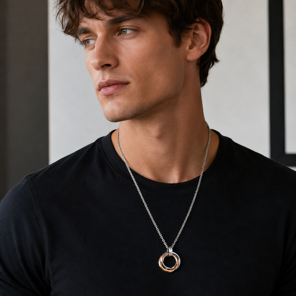 Amara Three Rings Necklace | Waterproof Silver