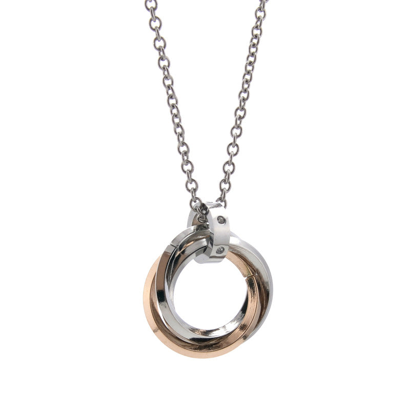 Amara Three Rings Necklace | Waterproof Black & Gold