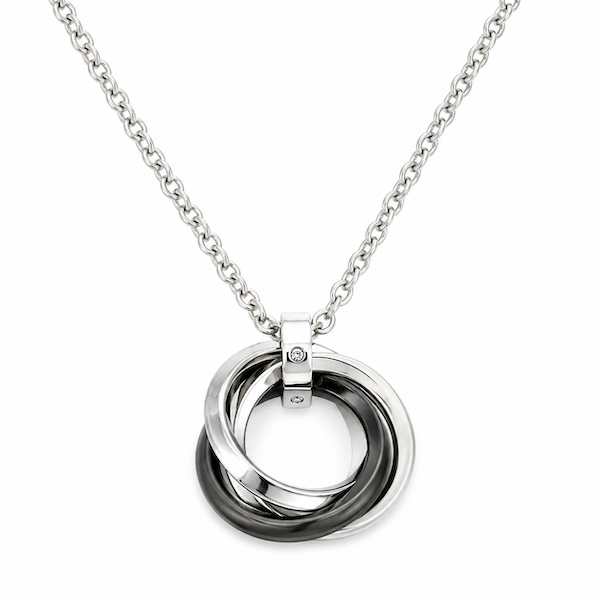 Amara Three Rings Necklace | Waterproof Silver