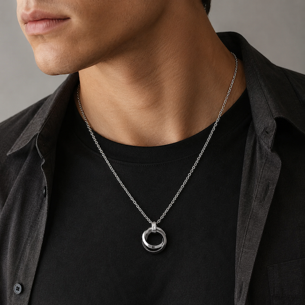 Amara Three Rings Necklace | Waterproof Silver