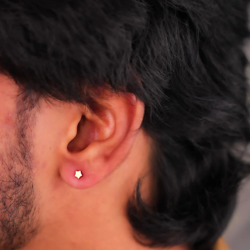 Amber Dainty Star Flat Back Studs | Waterproof 18k Gold & Silver