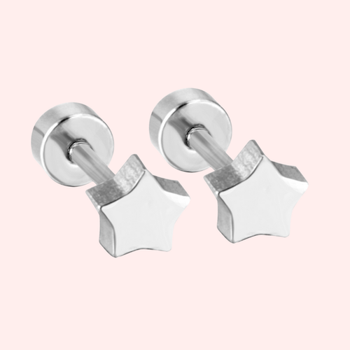 Amber Dainty Star Flat Back Studs | Waterproof 18k Gold & Silver