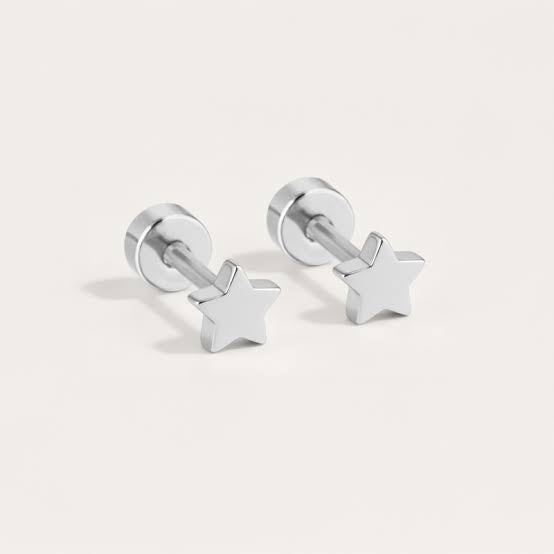 Amber Dainty Star Flat Back Studs | Waterproof 18k Gold & Silver