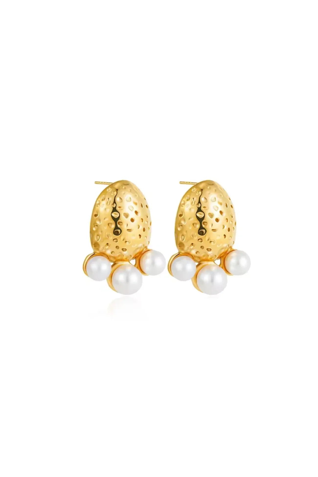 Amelia Pearl Cluster Stud Earrings | Waterproof 18k Gold