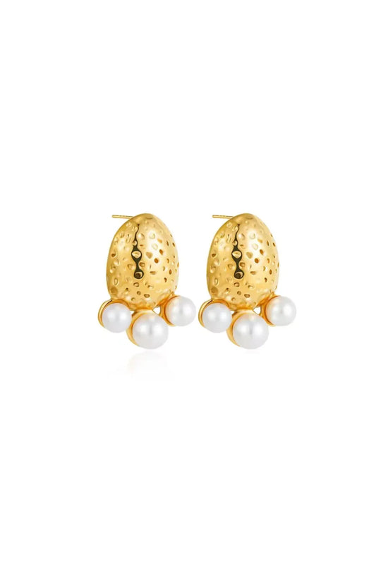 Amelia Pearl Cluster Stud Earrings | Waterproof 18k Gold