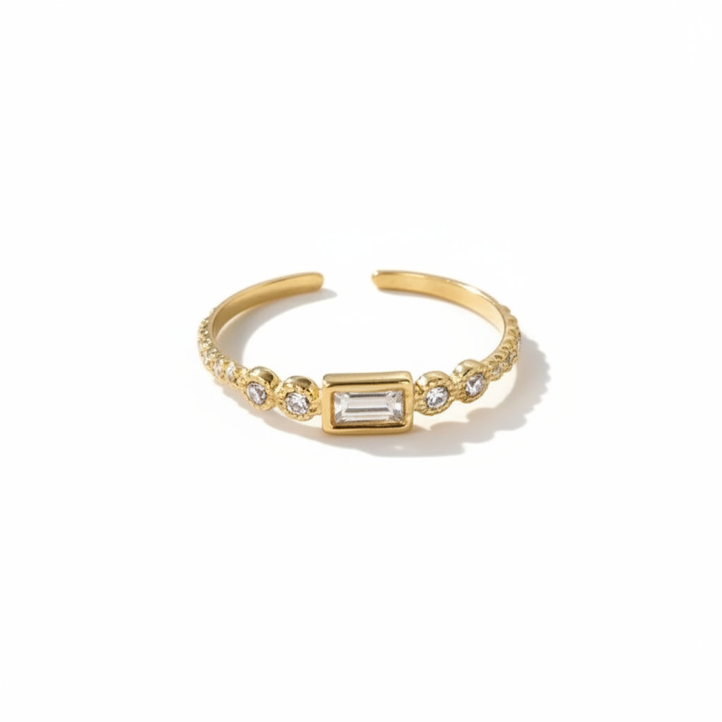 Amelie Crystal Open Ring | Waterproof 18k Gold