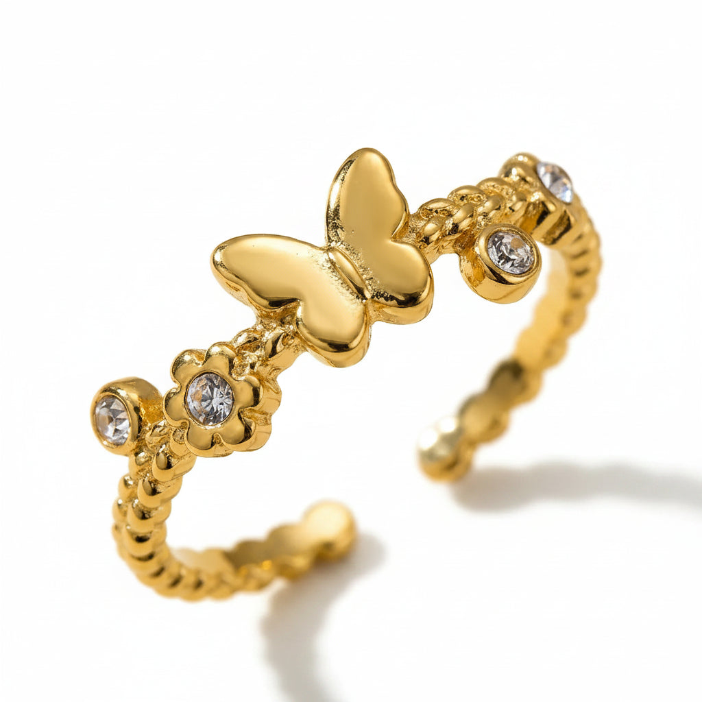 Anais Butterfly Open Ring | Waterproof 18k Gold