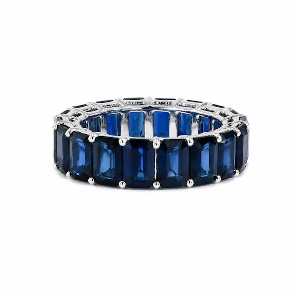 Anastasia Baguette Cut Blue Sapphire Ring | Waterproof Silver