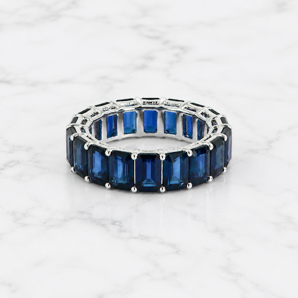 Anastasia Baguette Cut Blue Sapphire Ring | Waterproof Silver