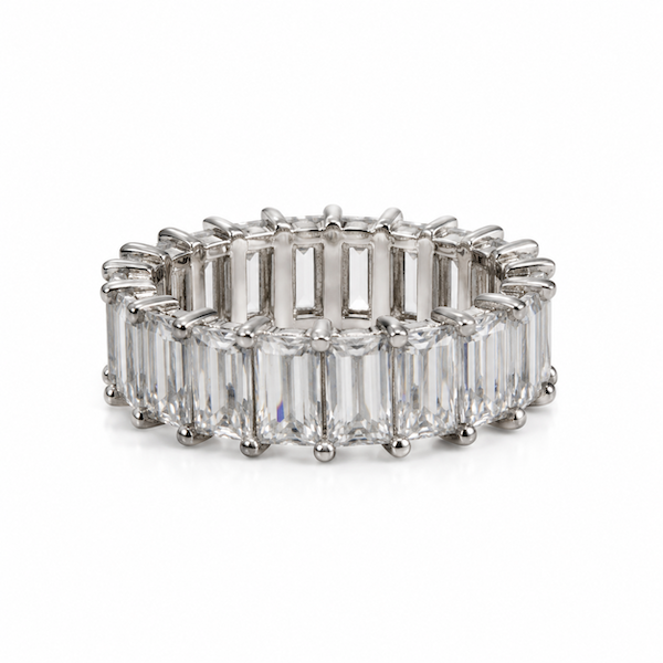 Anastasia Baguette Cut CZ Diamond Ring | Waterproof Silver
