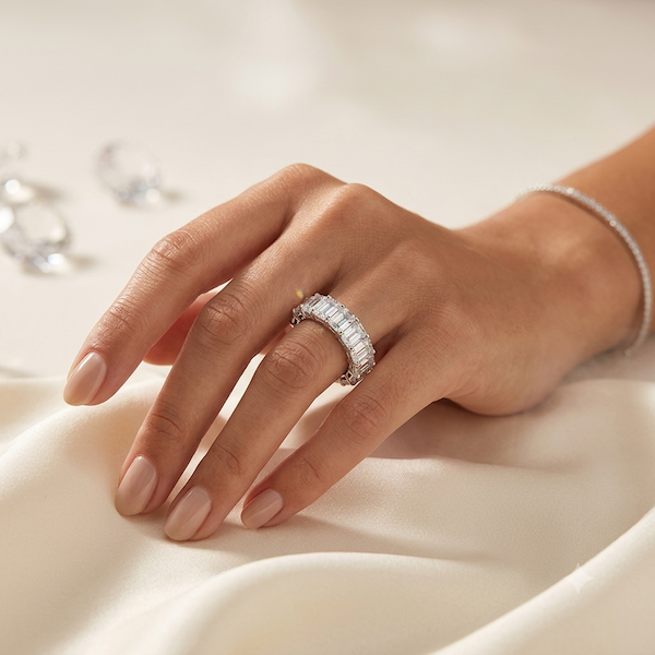 Anastasia Baguette Cut CZ Diamond Ring | Waterproof Silver