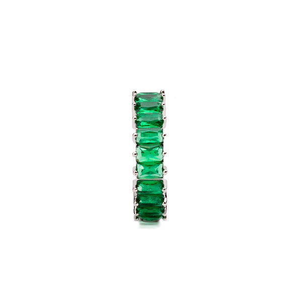 Anastasia Baguette Cut Emerald Green Ring | Waterproof Silver