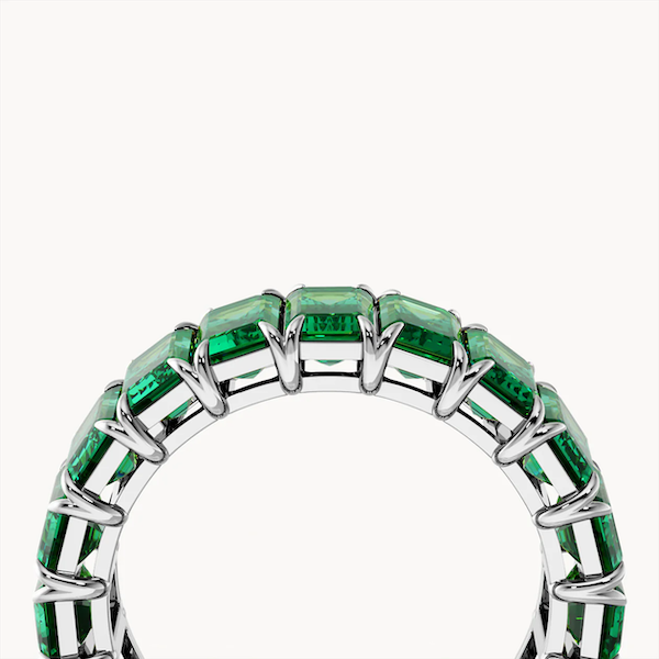 Anastasia Baguette Cut Emerald Green Ring | Waterproof Silver