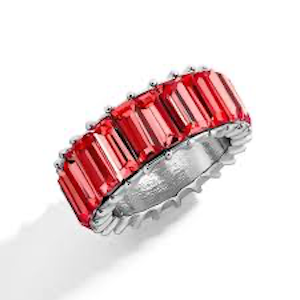 Anastasia Baguette Cut Red Ruby Ring | Waterproof Silver