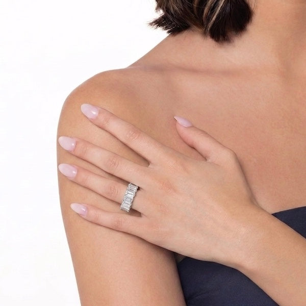 Anastasia Baguette Cut CZ Diamond Ring | Waterproof Silver