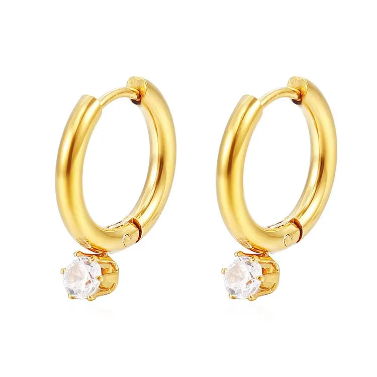 Anaya CZ Drop Hoop Earrings | Waterproof 18k Gold & Silver