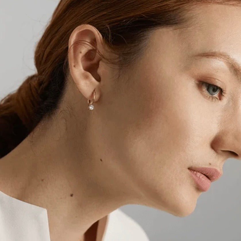 Anaya CZ Drop Hoop Earrings | Waterproof 18k Gold & Silver