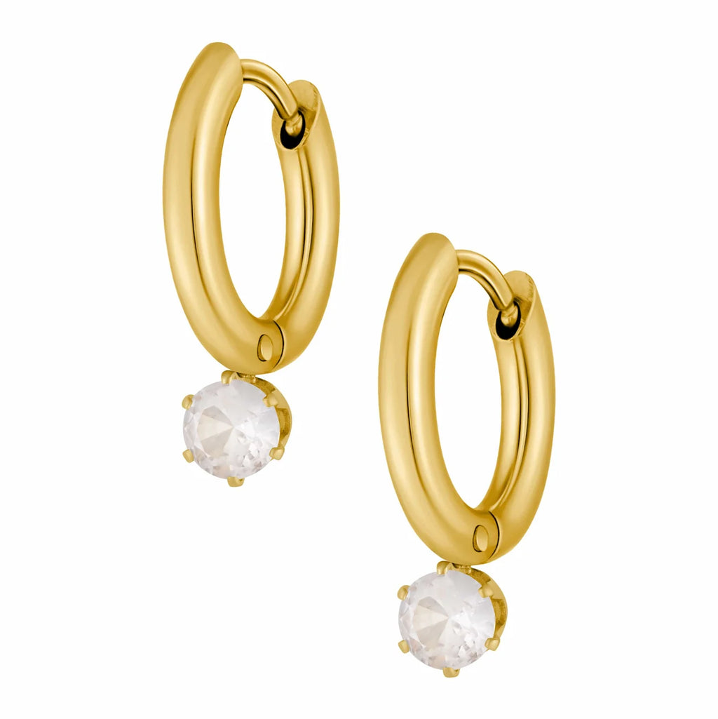 Anaya CZ Drop Hoop Earrings | Waterproof 18k Gold & Silver