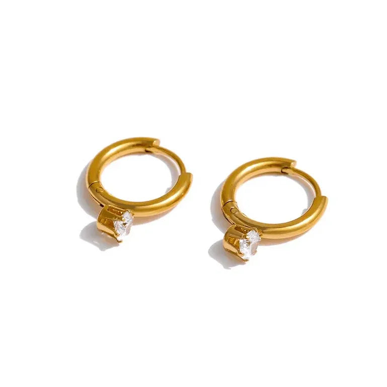 Anaya CZ Drop Hoop Earrings | Waterproof 18k Gold & Silver