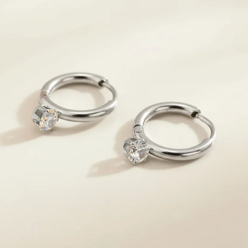 Anaya CZ Drop Hoop Earrings | Waterproof 18k Gold & Silver