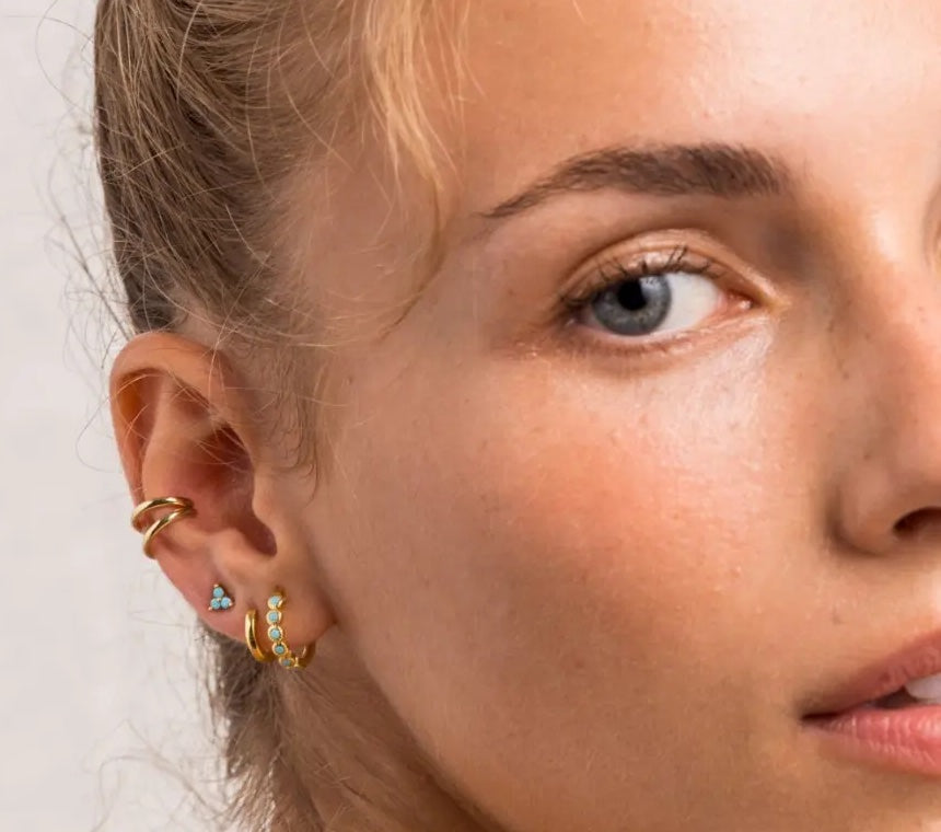 Asheville Turquoise Stone Hoops